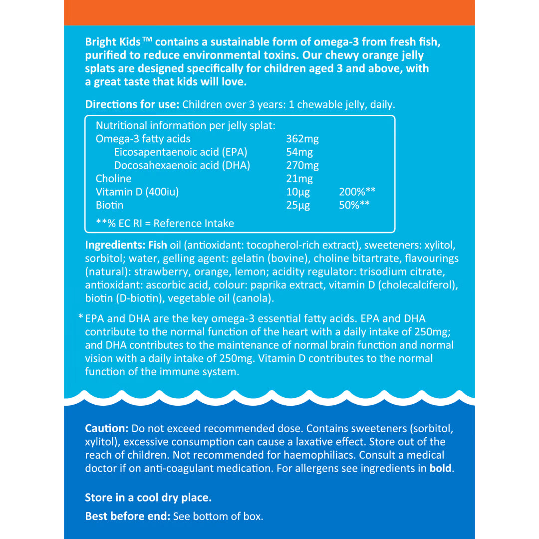 Metagenics Eskimo-3 Bright Kids Jelly Splats ingredients and nutritional information