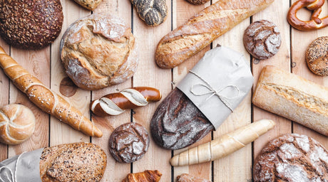 Gluten-free bread on a wooden table.