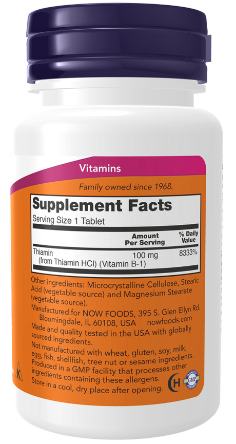 Now Foods Vitamin B1 100mg 100 Tablets