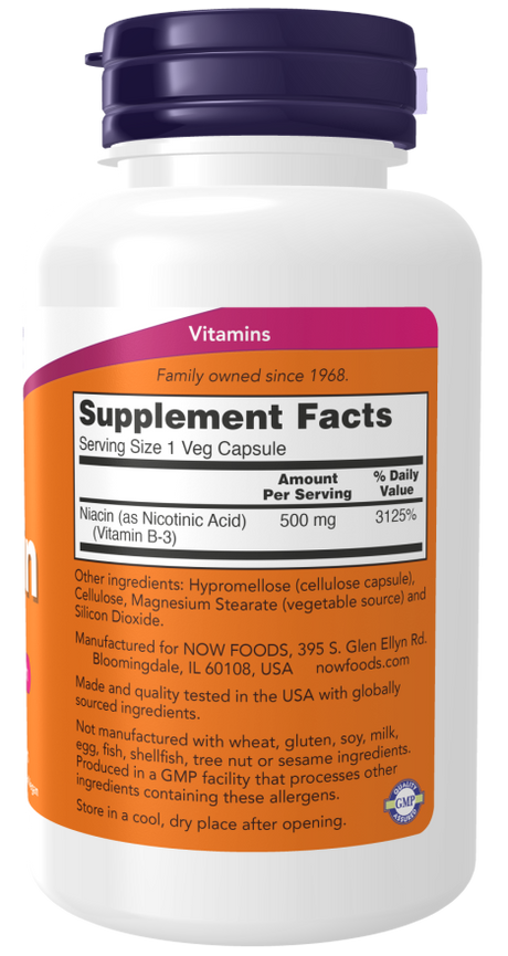 Now Foods Niacin 500mg 100 Caps