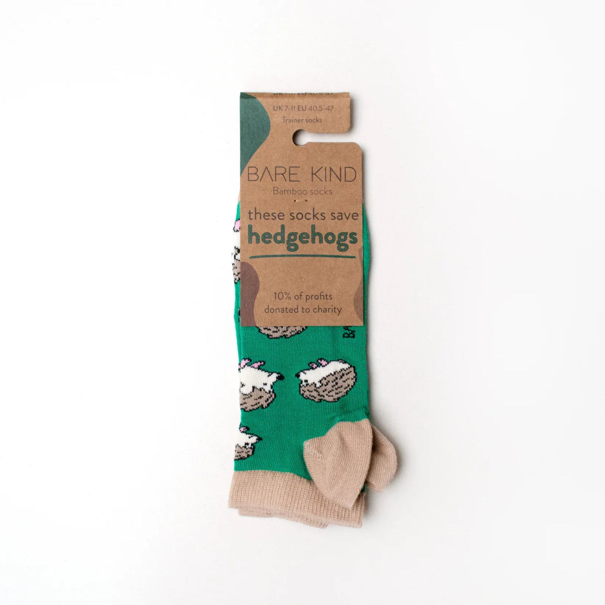 Bare Kind Hedgehog Bamboo Trainer Socks Size 4-7 Years