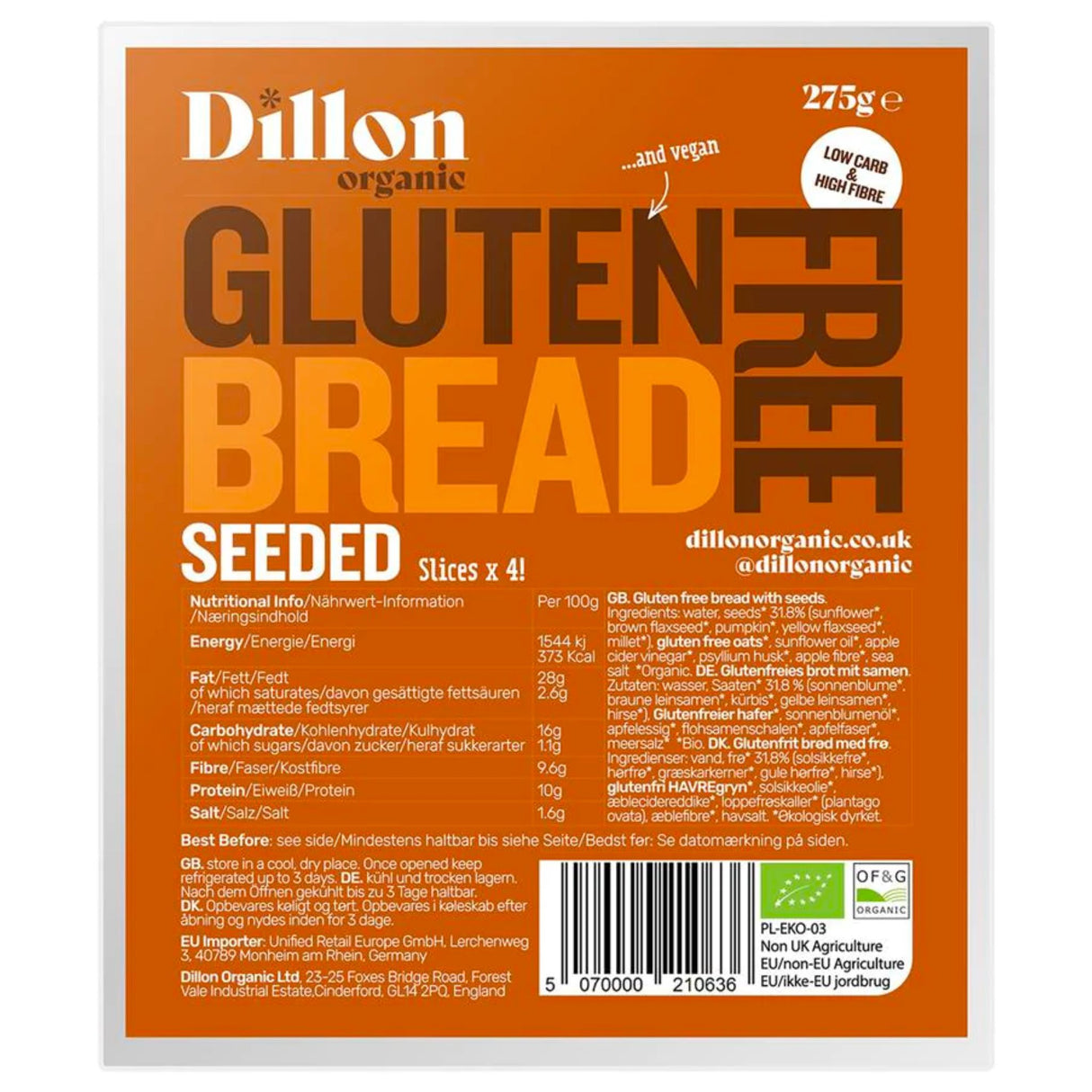 Dillon Gluten Free Seeded Bread 275g