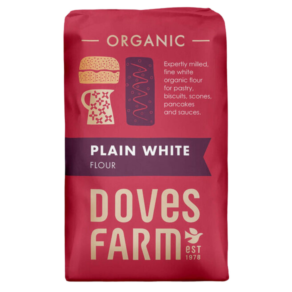 Doves Flour Organic Plain White 1kg