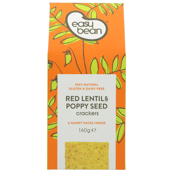 Easy Bean Crackers Red Lentil Poppy 160g