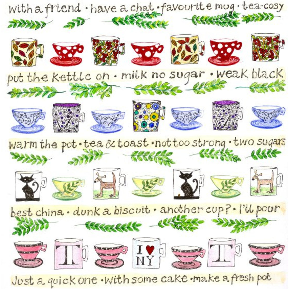 Fiona Willis Cup of Tea Greetings Card