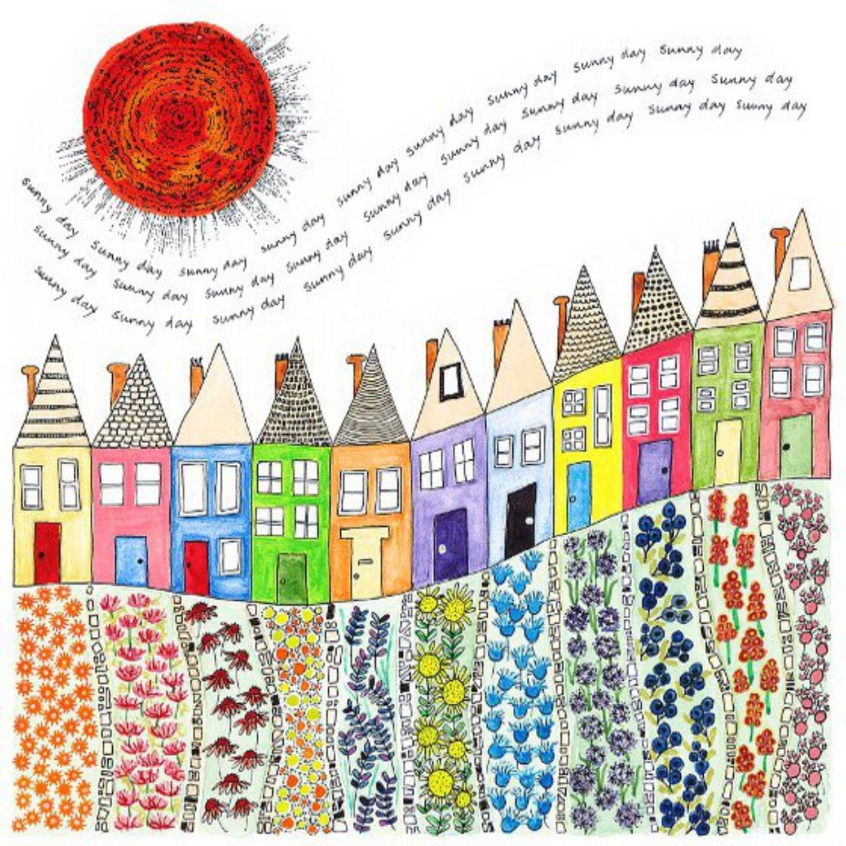 Fiona Willis Sunny Day Terrace Greetings Card