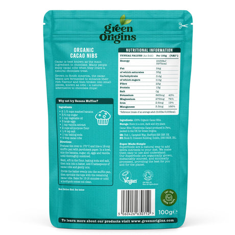 Green Origins Organic Cacao Nibs 100g