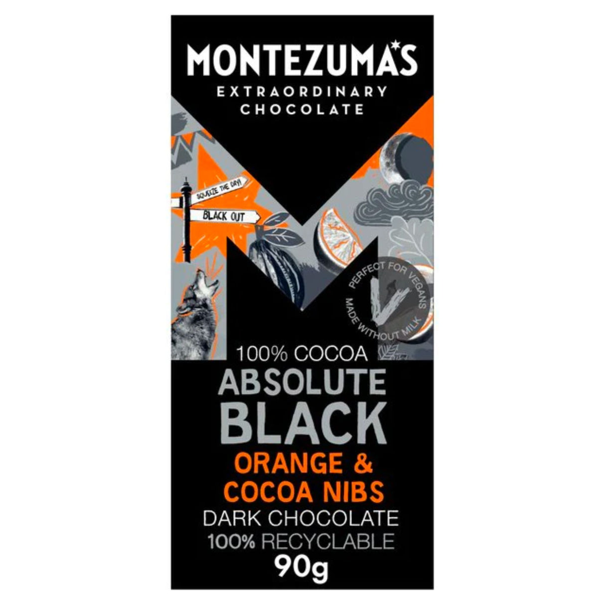 Montezumas Dark Orange & Cacao Nibs 90g