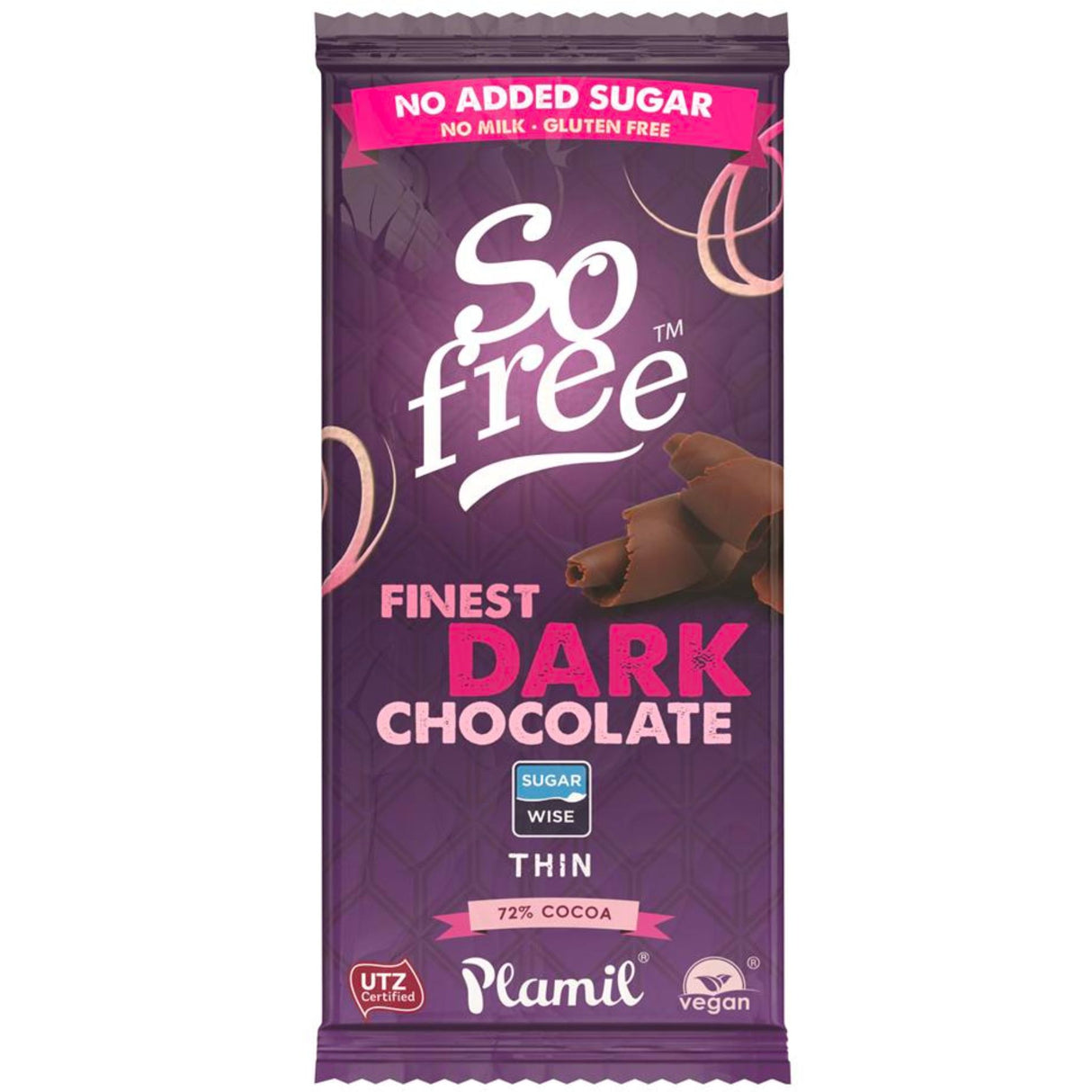 Plamil No Added Sugar 72% Chocolate 80g