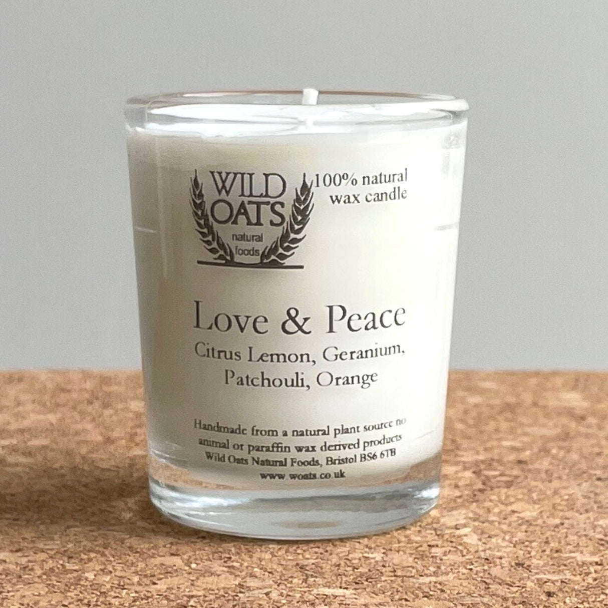 Wild Oats Love & Peace Single Wick Candle