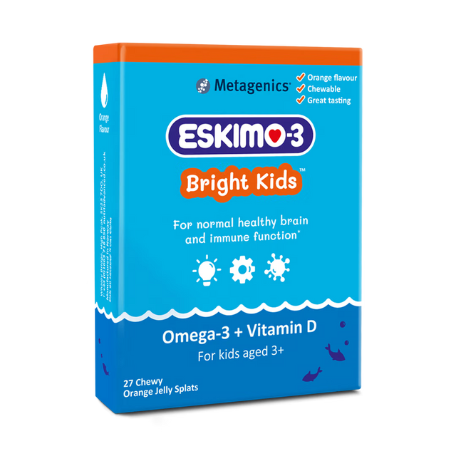 Metagenics Eskimo-3 Bright Kids orange fish oil jelly splats – 27s
