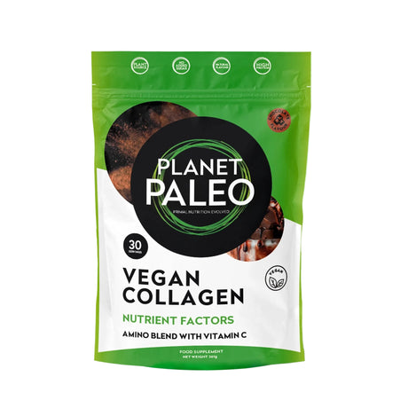 Planet Paleo Vegan Collagen Nutrient Factors Chocolate 261g pouch