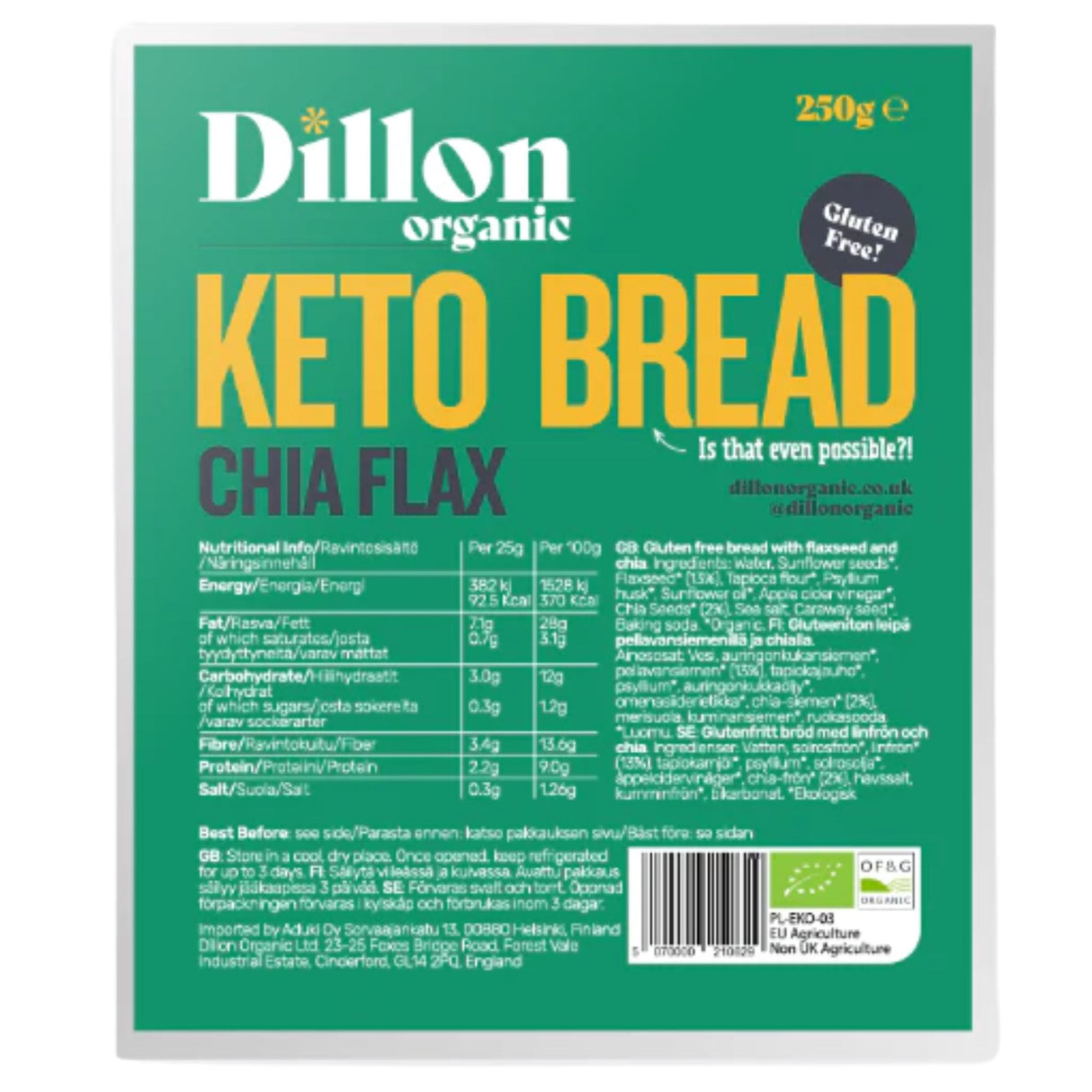 Dillon Chia Flax Keto Bread 250g