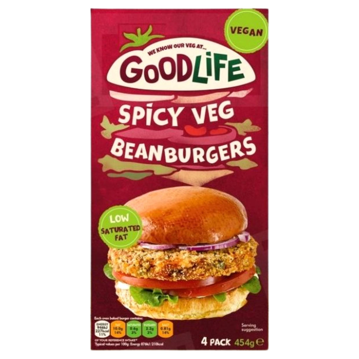 Goodlife Spicy Veg Beanburgers 454g